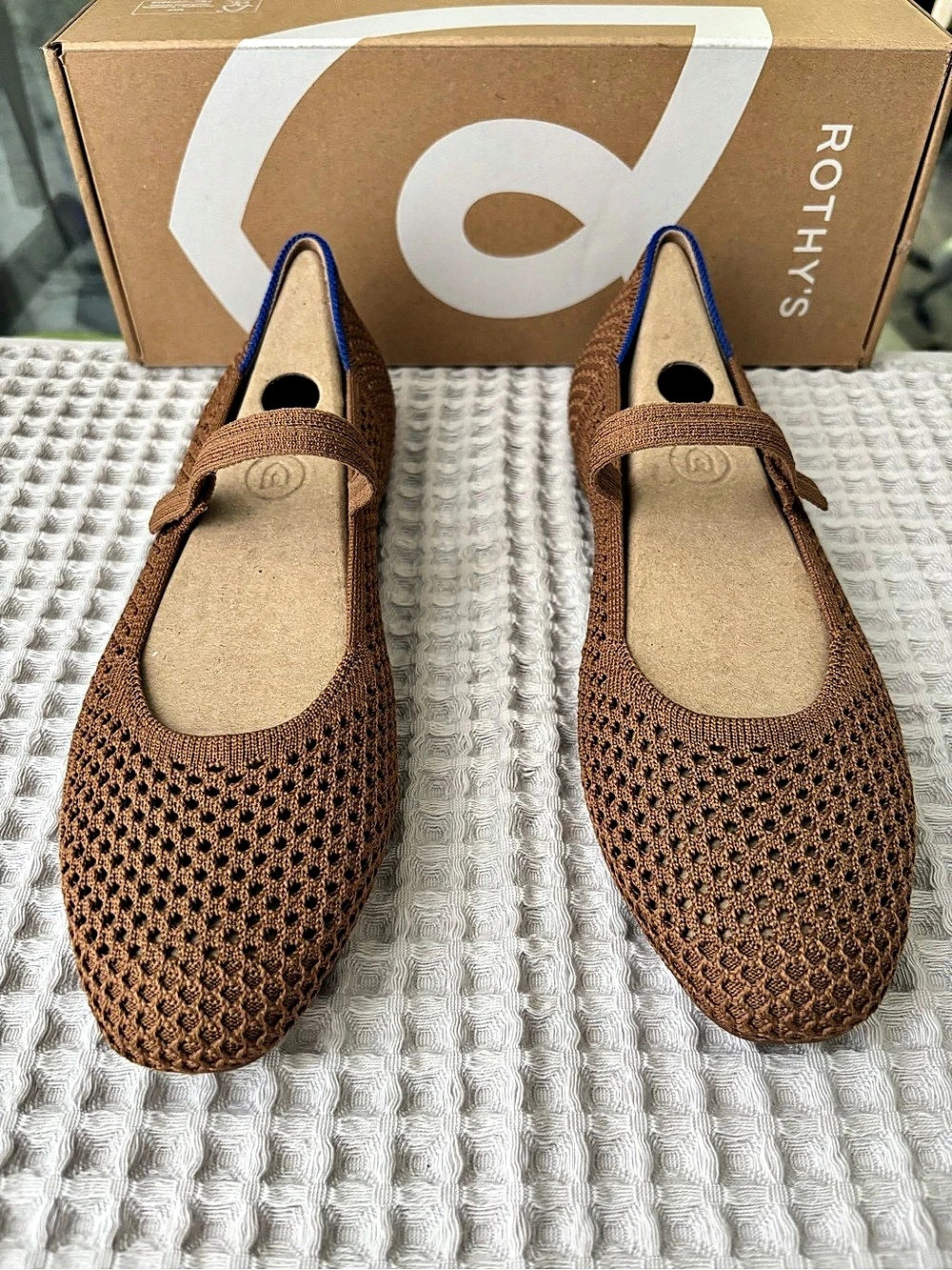 Rothy's The Square Mary Jane Square Mary Jane Flats Brown US 8.5 Like New